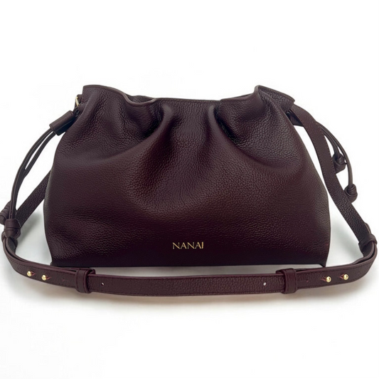 Bolso de piel burdeos hecho a mano en Ubrique - NANAI Duna